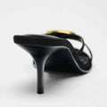 Metal Decorative Black High-heeled Sandals Women