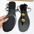 Metal Flower Decoration Flat Sandals