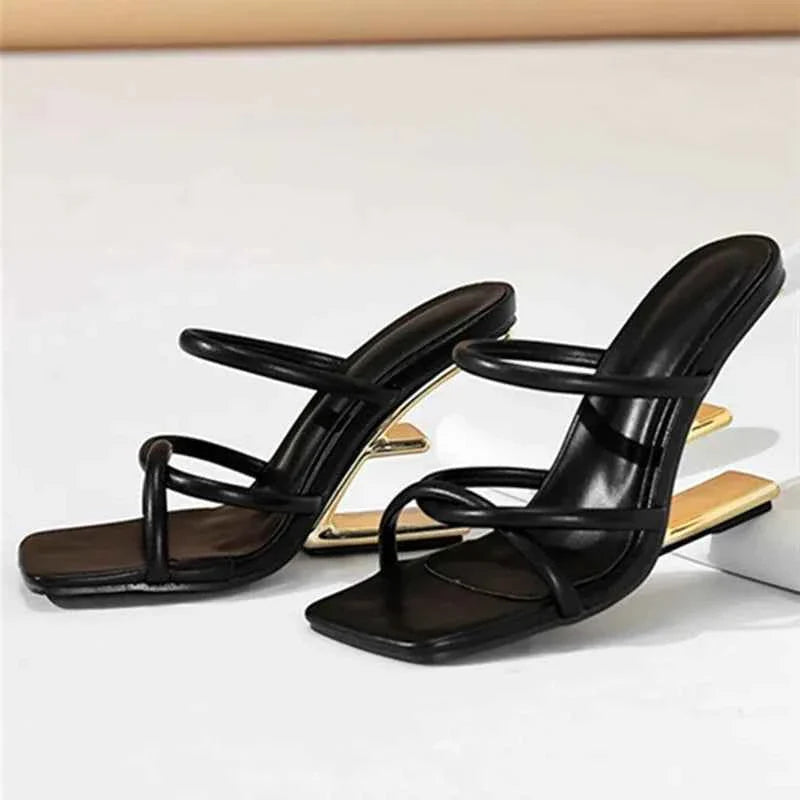 Metal Fretwork Wedges Slippers Women