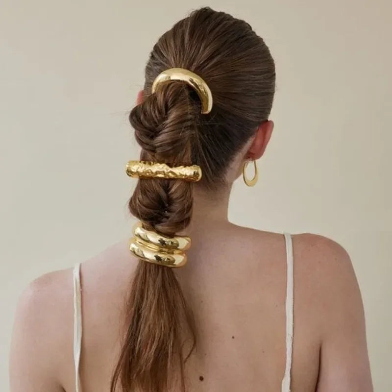 Metal Irregular Golden Rubber Bands Elastic Hair Scrunchies