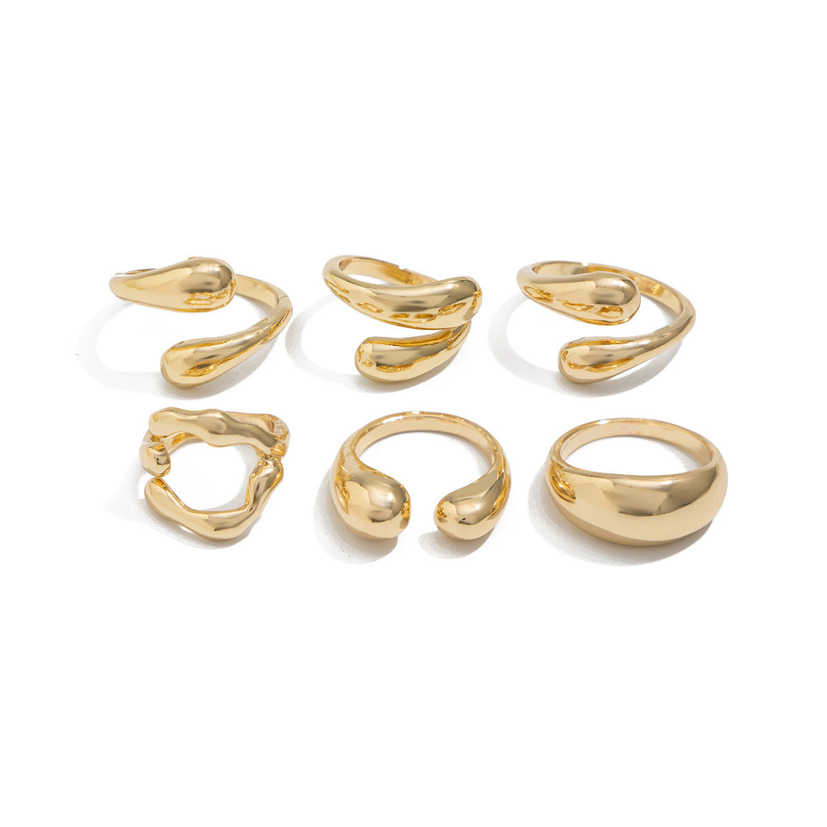 Metal Liquid Lava Ring Water Drop Hug Finger Earrings Suit - electronic accessories