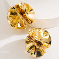Metal Petal Flower Stud Earrings - Gold - electronic accessories