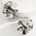 Metal Petal Flower Stud Earrings - Silver - electronic accessories