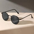 Metal Round Frame Vintage Casual Sunglasses - Black Gray