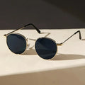 Metal Round Frame Vintage Casual Sunglasses - Gold Gray