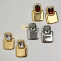 Metal Square Geometric Crystal Large Earrings for Women