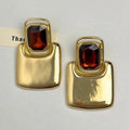 Metal Square Geometric Crystal Large Earrings for Women - A3 7CM / CHINA
