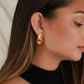Metal Texture High-grade Earrings Golden Water Drop - Norellé