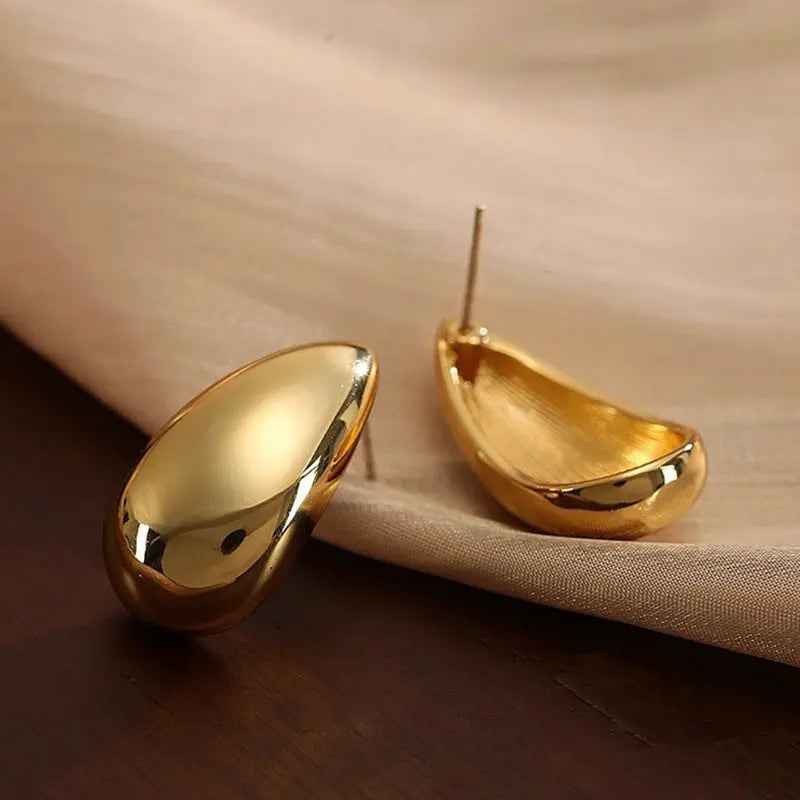 Metal Texture High-grade Earrings Golden Water Drop - Norellé