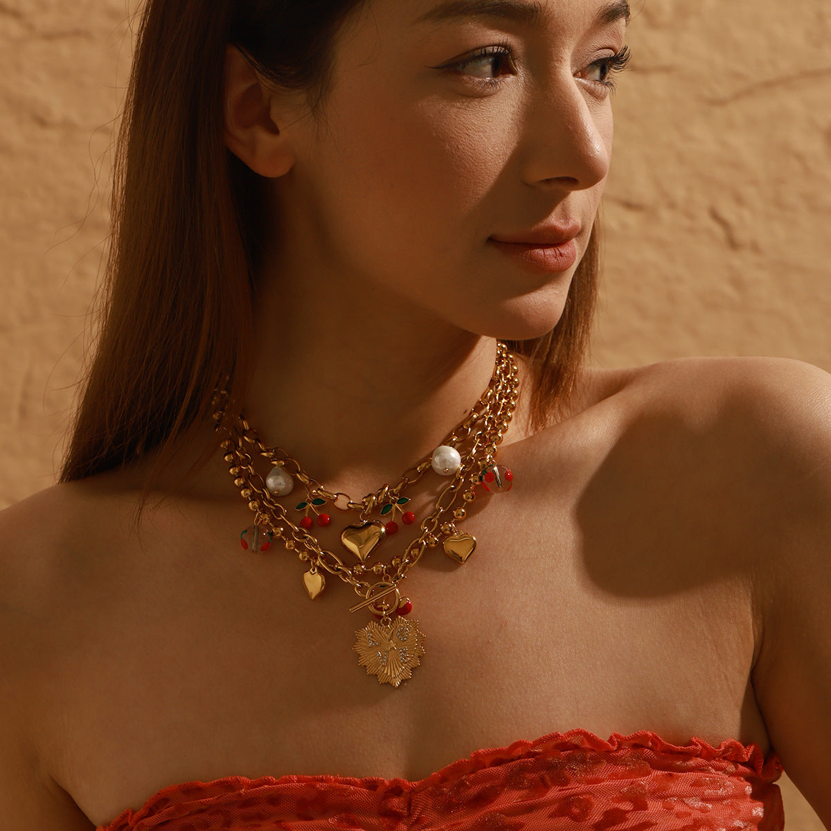 Michelle Fruit Charm Gold Necklace - JDN0112052 - electronic accessories