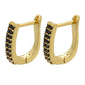 Micro-inlaid Colorful Crystals Ear Clip Horseshoe - Golden Black Diamond - electronic accessories