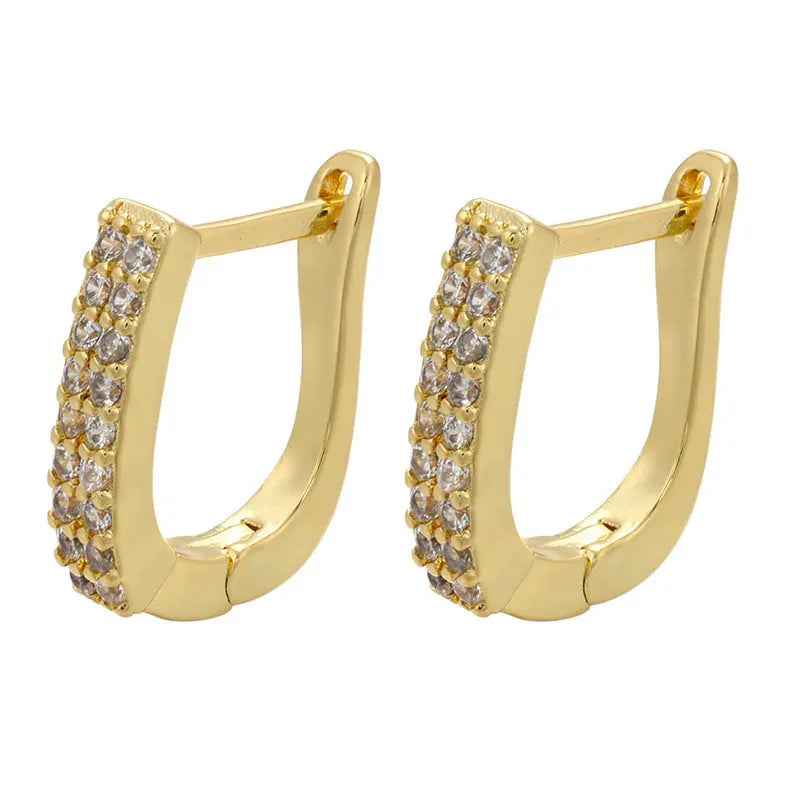Micro-inlaid Colorful Crystals Ear Clip Horseshoe - Golden White Diamond - electronic accessories