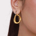 Minimalist Irregular Hollow Pendant Round Color Matching Ear Clip Earrings