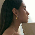 Minimalist Irregular Hollow Pendant Round Color Matching Ear Clip Earrings