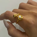 Minimalist Spherical Ring Pearl Irregular Adjustable Ring