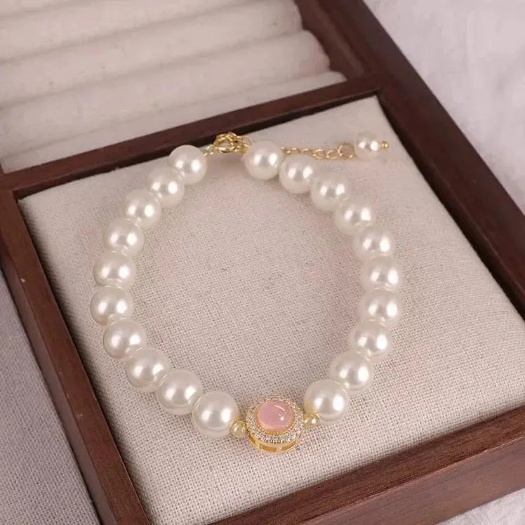 Minority Exquisite French High Sense Beaded Bracelet - Rose Chalcedony Pearl - electronic accessories