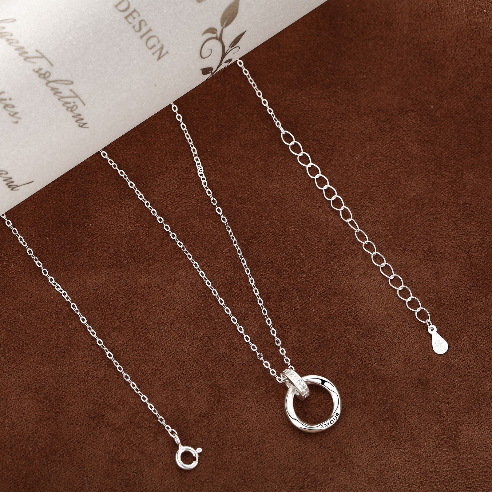 Mobius Ring Double Buckle Necklace For Women - Silver / S999 Sterling Material - electronic accessories