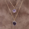 Moonstone Pendant Double Chain Necklace - Amethyst Shield - electronic accessories