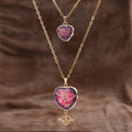 Moonstone Pendant Double Chain Necklace - Peach Heart Emperor Stone - electronic accessories