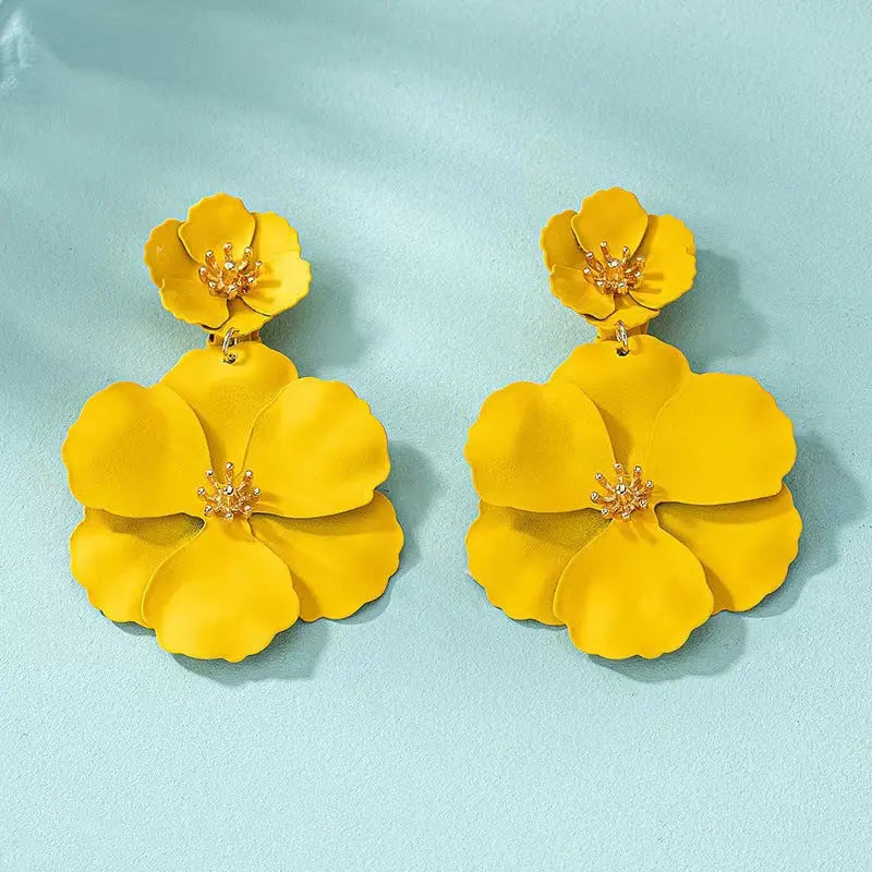 Mori Girl Flower Earrings Retro Long - Lemon Yellow - electronic accessories
