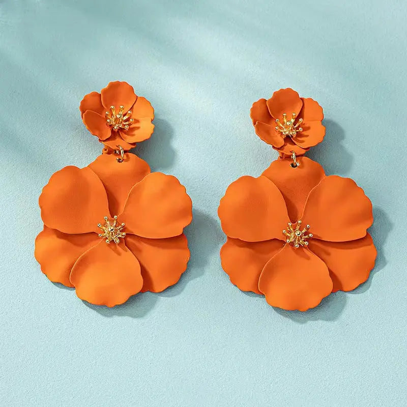 Mori Girl Flower Earrings Retro Long - Orange - electronic accessories