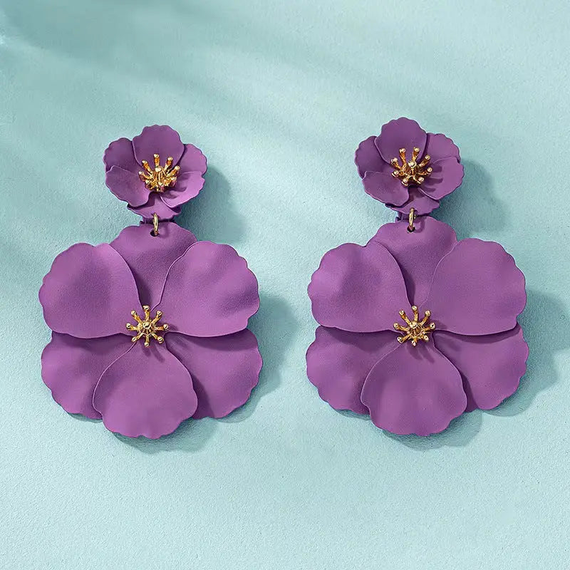 Mori Girl Flower Earrings Retro Long - Violet - electronic accessories