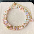 Multi Layer Bracelet With Morganite Chalcedony Matching - Bracelets - electronic accessories