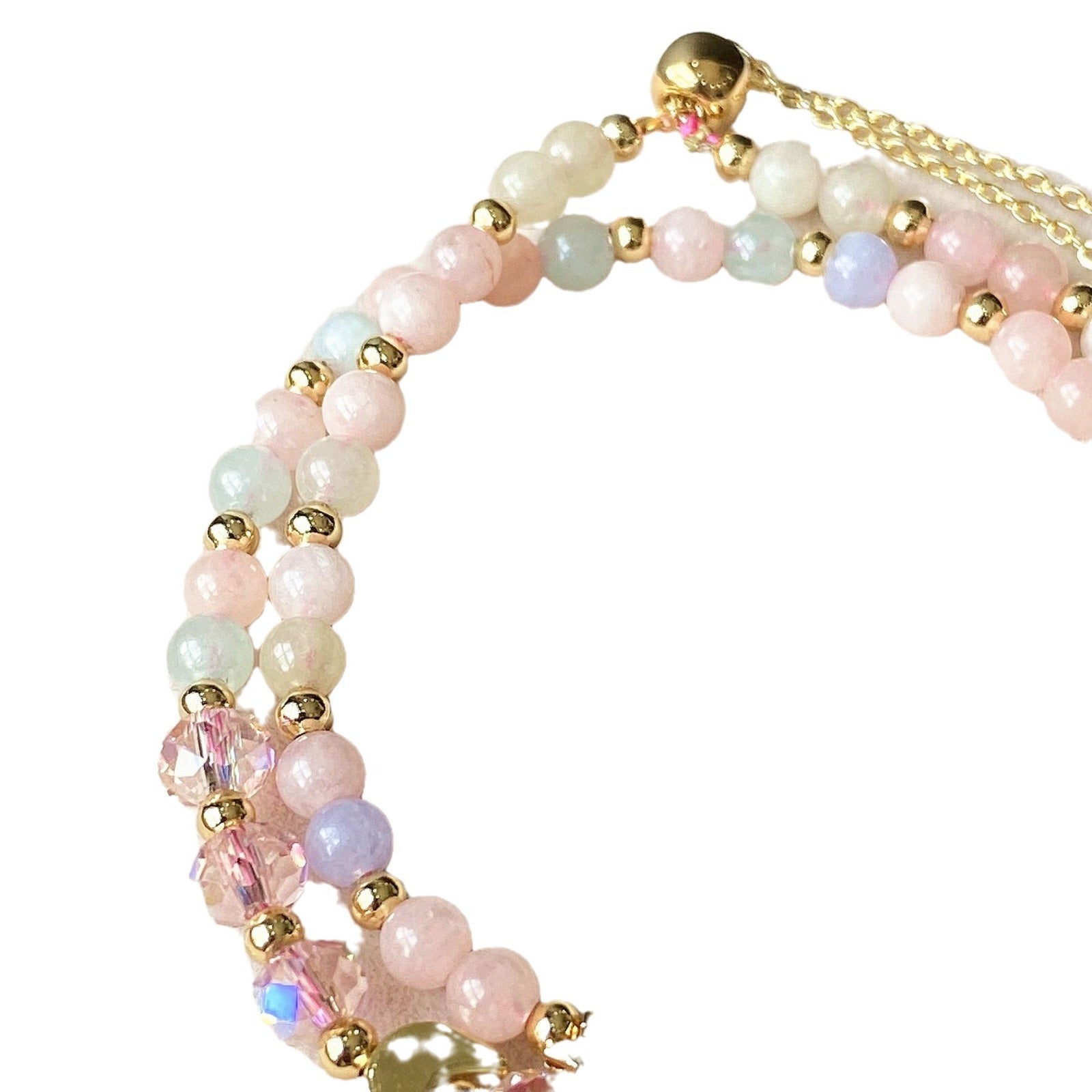 Multi Layer Bracelet With Morganite Chalcedony Matching - Bracelets - electronic accessories