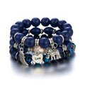 Multi-layer Wooden Bead Beaded Bracelet Elastic - B0005 Blue Black - electronic accessories