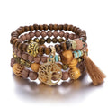 Multi-layer Wooden Bead Beaded Bracelet Elastic - B0010 Coffee - electronic accessories