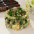 Multi-layer Wooden Bead Beaded Bracelet Elastic - B0013 Army Green - electronic accessories
