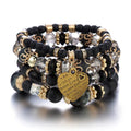 Multi-layer Wooden Bead Beaded Bracelet Elastic - B0013 Black - electronic accessories