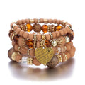 Multi-layer Wooden Bead Beaded Bracelet Elastic - B0013 Coffee - electronic accessories