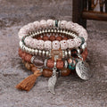 Multi-layer Wooden Bead Beaded Bracelet Elastic - B0038 Coffee - electronic accessories