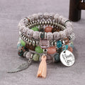 Multi-layer Wooden Bead Beaded Bracelet Elastic - B0038 Light Mix - electronic accessories