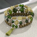 Multi-layer Wooden Bead Beaded Bracelet Elastic - B104 Army Green - electronic accessories
