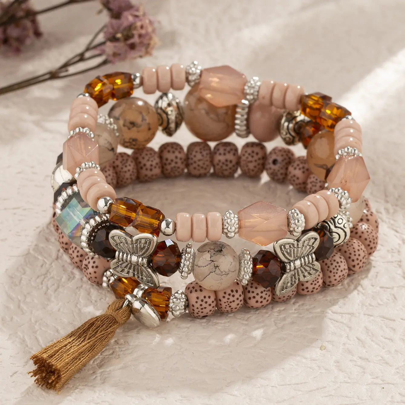 Multi-layer Wooden Bead Beaded Bracelet Elastic - B104 Coffee - electronic accessories