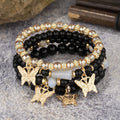 Multi-layer Wooden Bead Beaded Bracelet Elastic - B138 Black - electronic accessories