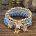 Multi-layer Wooden Bead Beaded Bracelet Elastic - B138 Blue Black - electronic accessories