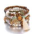Multi-layer Wooden Bead Beaded Bracelet Elastic - electronic accessories