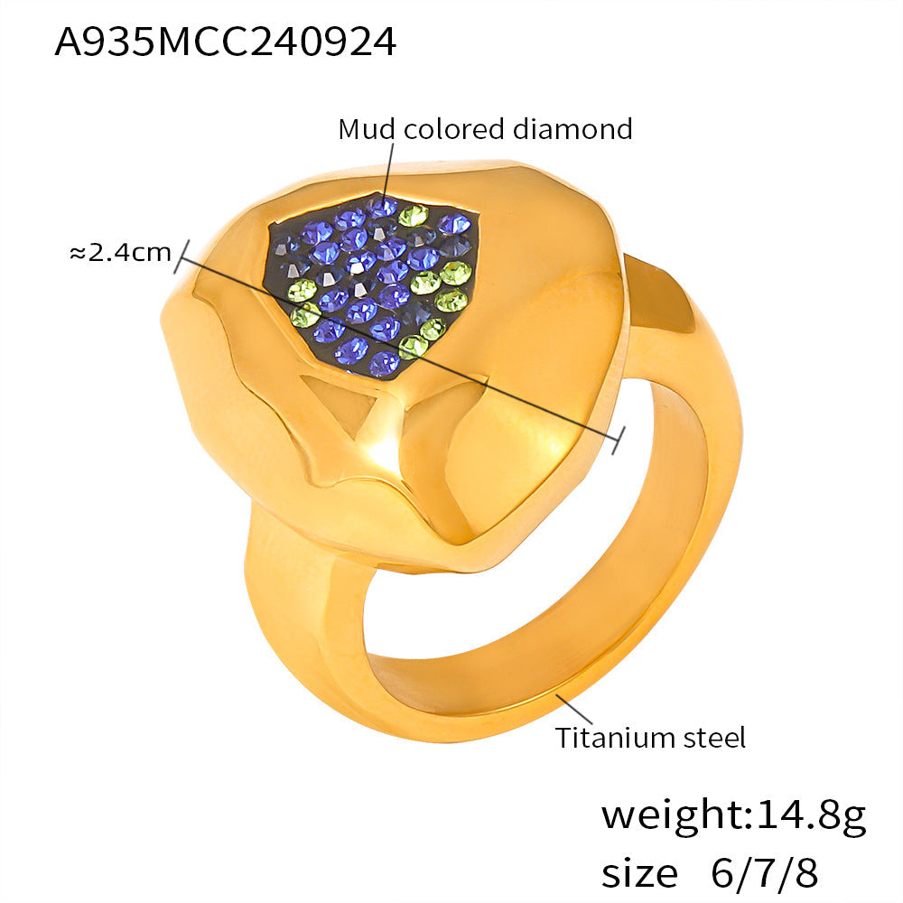 Multilateral Cut Colorful Crystals Ring - A935 Gold / No 6 - electronic accessories