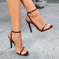 Narrow Band Buckle Strap Pointed Toe Thin High Heels