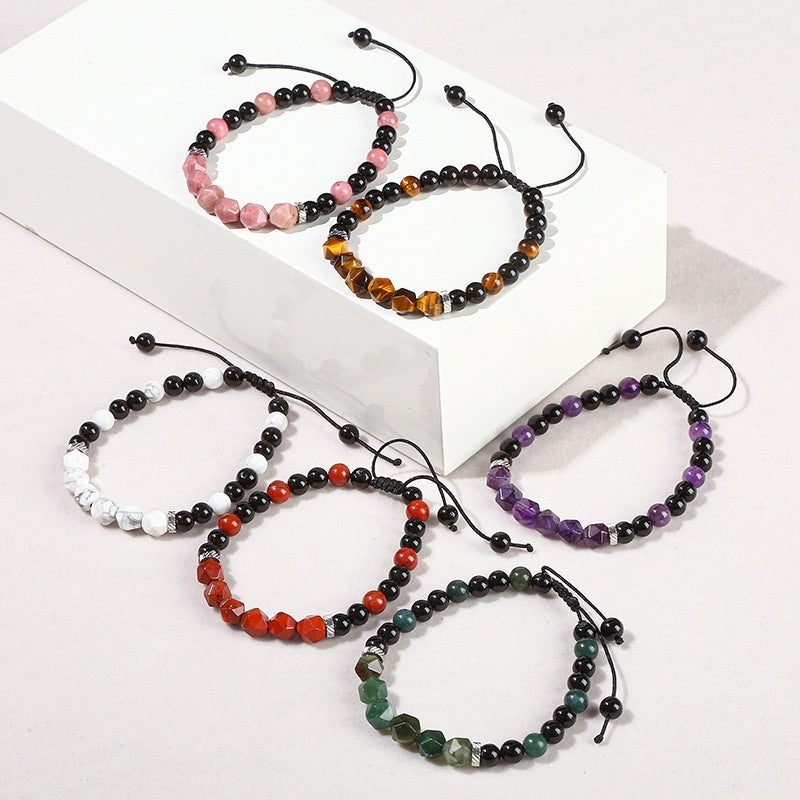 Natural Crystal Diamond Rhombus Bead Woven Bracelet - electronic accessories