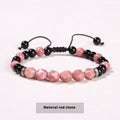 Natural Crystal Diamond Rhombus Bead Woven Bracelet - Rhodochrosite / 8and6mm - electronic accessories