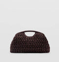 Natural Fiber Snap Clutch Bag - A-Coffee