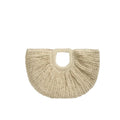 Natural Fiber Snap Clutch Bag - B-Beige White