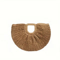 Natural Fiber Snap Clutch Bag - B-Khaki