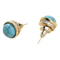 Natural Stone Stud Earrings Round Diamond Gold-plated - electronic accessories