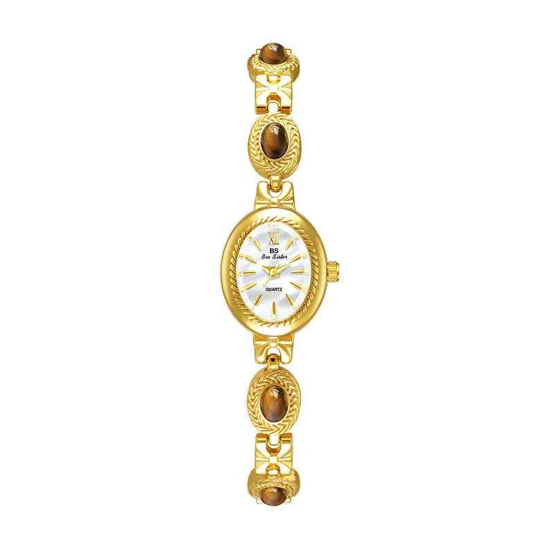 Natural Tigereye Maillard Advanced Chain Watch - Gold White - electronic accessories