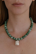 Natural Turquoise Beaded Necklace - Baroque Pearl / Free Size - electronic accessories